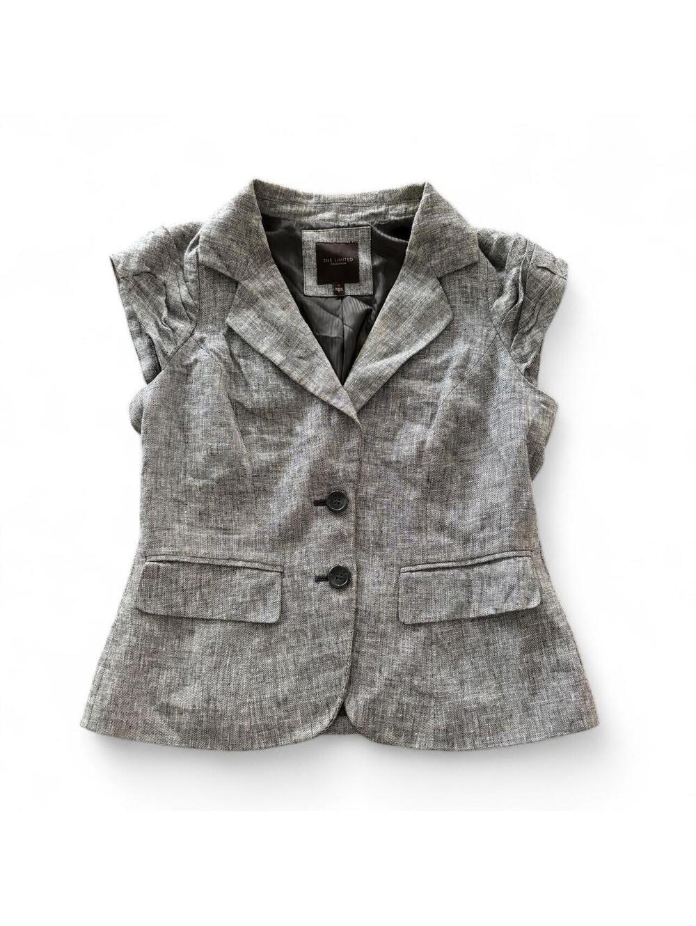 The Limited Collection Short Sleeve Tweed Blazer Grey Cap Sleeve Jacket